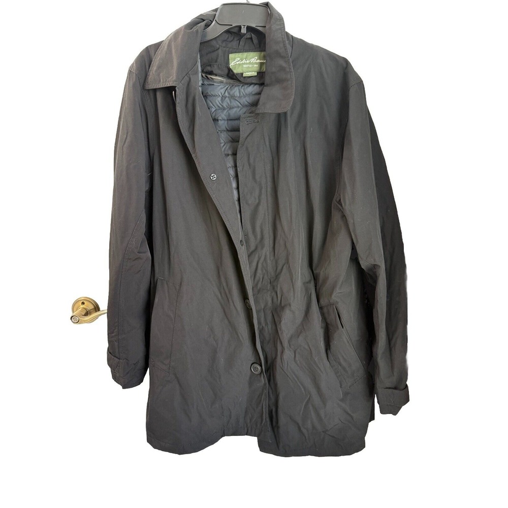Eddie Bauer Goose Down Lined Jacket‎ Coat Men's Large Zip out Lining